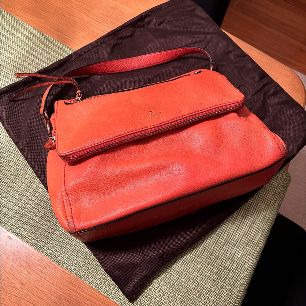 Kate Spade Cobble Hill “Toddy” Adjustable Shoulder Bag Papaya Pebbled Leather